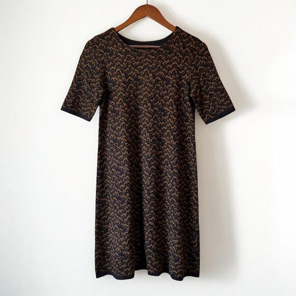 Ann Taylor Dresses & Skirts - Ann Taylor Wave Sweater Shift Dress Short Sleeve Navy Blue Women's Size Medium